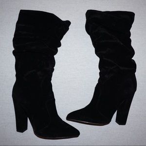 Black Suede Slouch Boots